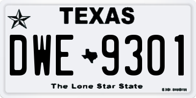 TX license plate DWE9301