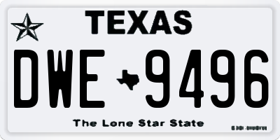 TX license plate DWE9496