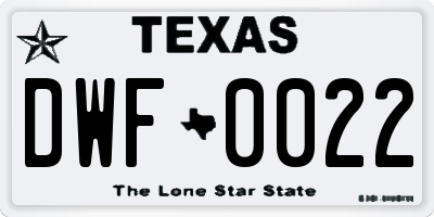 TX license plate DWF0022