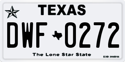 TX license plate DWF0272
