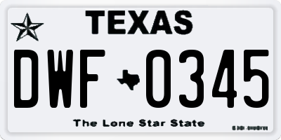 TX license plate DWF0345