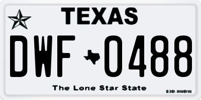 TX license plate DWF0488