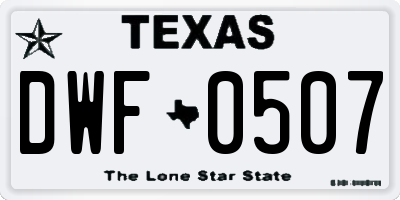 TX license plate DWF0507