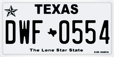 TX license plate DWF0554