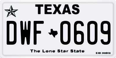 TX license plate DWF0609