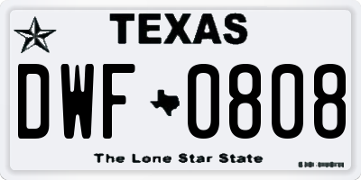 TX license plate DWF0808
