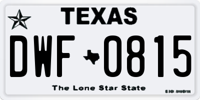 TX license plate DWF0815