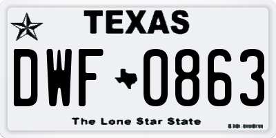 TX license plate DWF0863