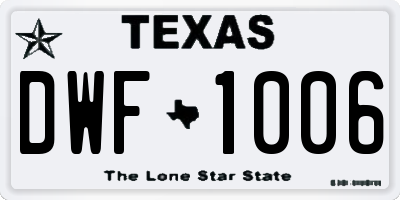 TX license plate DWF1006