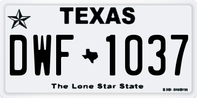 TX license plate DWF1037