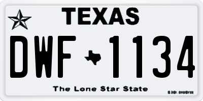 TX license plate DWF1134
