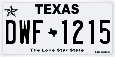 TX license plate DWF1215