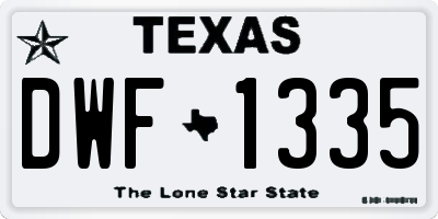 TX license plate DWF1335