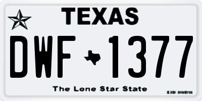 TX license plate DWF1377