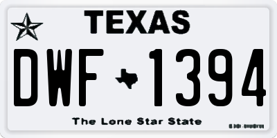 TX license plate DWF1394