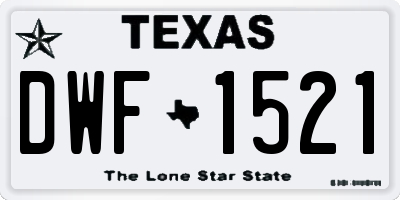 TX license plate DWF1521