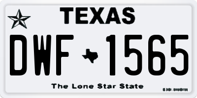 TX license plate DWF1565