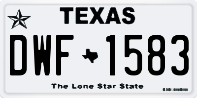 TX license plate DWF1583