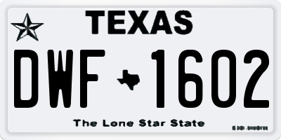 TX license plate DWF1602