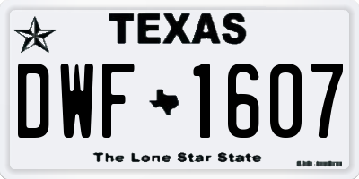TX license plate DWF1607