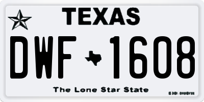 TX license plate DWF1608