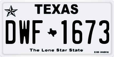 TX license plate DWF1673