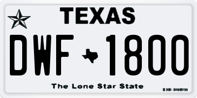 TX license plate DWF1800