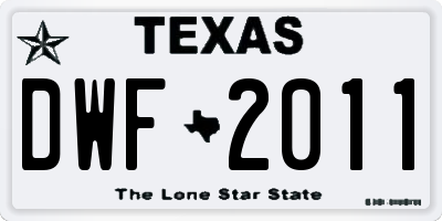 TX license plate DWF2011