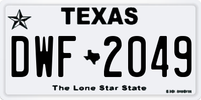 TX license plate DWF2049