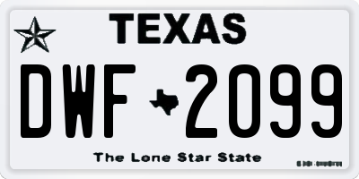 TX license plate DWF2099