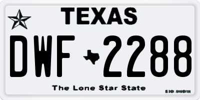 TX license plate DWF2288