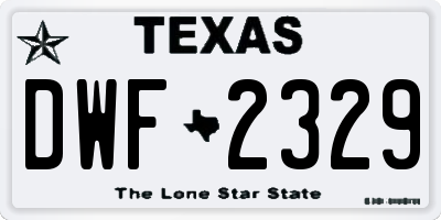 TX license plate DWF2329