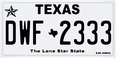 TX license plate DWF2333