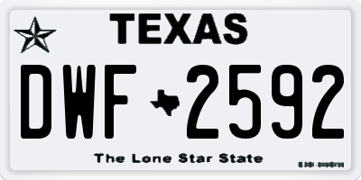 TX license plate DWF2592