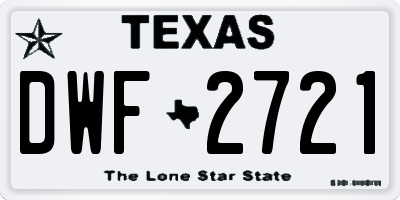 TX license plate DWF2721