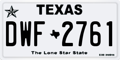 TX license plate DWF2761