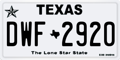 TX license plate DWF2920