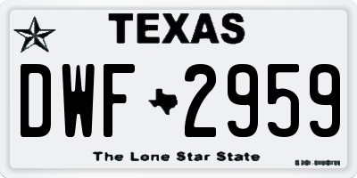 TX license plate DWF2959