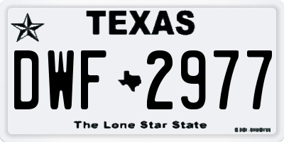 TX license plate DWF2977