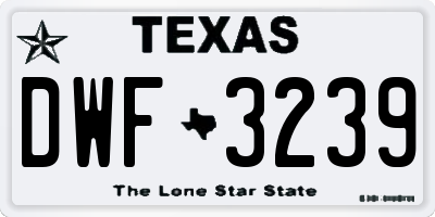 TX license plate DWF3239