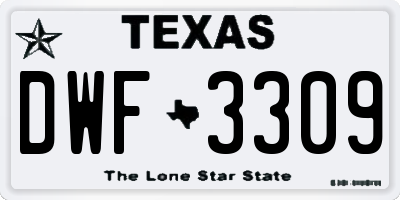TX license plate DWF3309