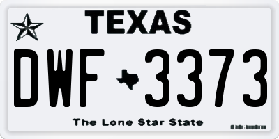 TX license plate DWF3373