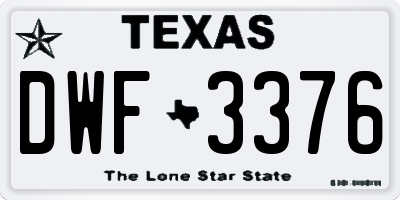 TX license plate DWF3376
