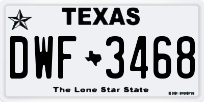 TX license plate DWF3468