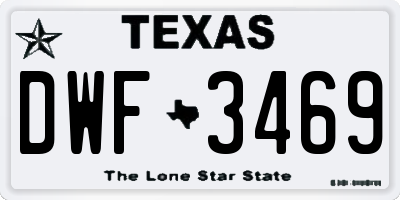 TX license plate DWF3469