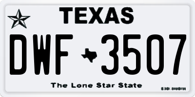 TX license plate DWF3507