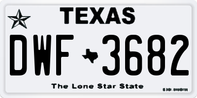 TX license plate DWF3682