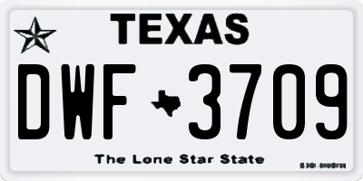 TX license plate DWF3709