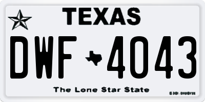 TX license plate DWF4043