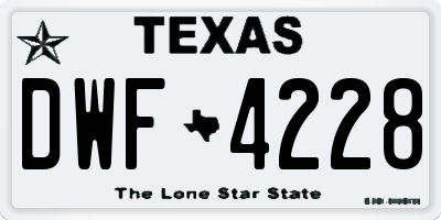 TX license plate DWF4228